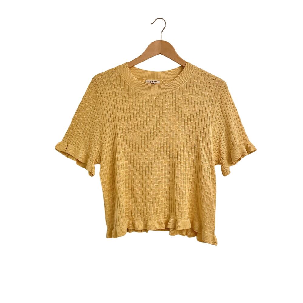 NWT Max Studio Ruffle Hem
Sweater Textured Yellow Sz Large